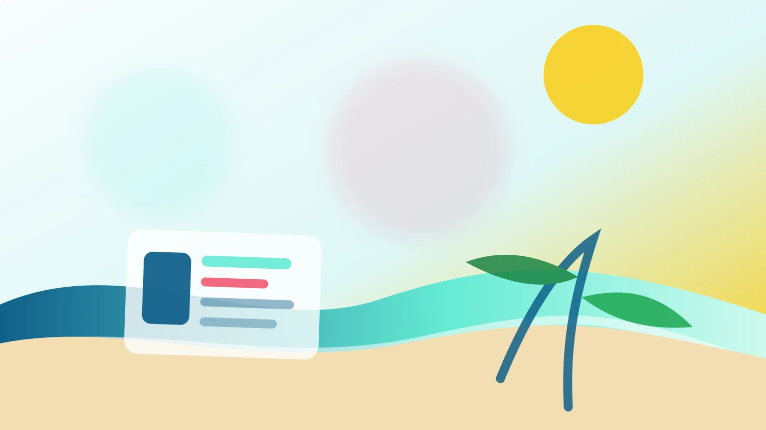 Carteira de viagem, cartões e bolsa pequena numa mesa de hotel tropical, sem valores visíveis.