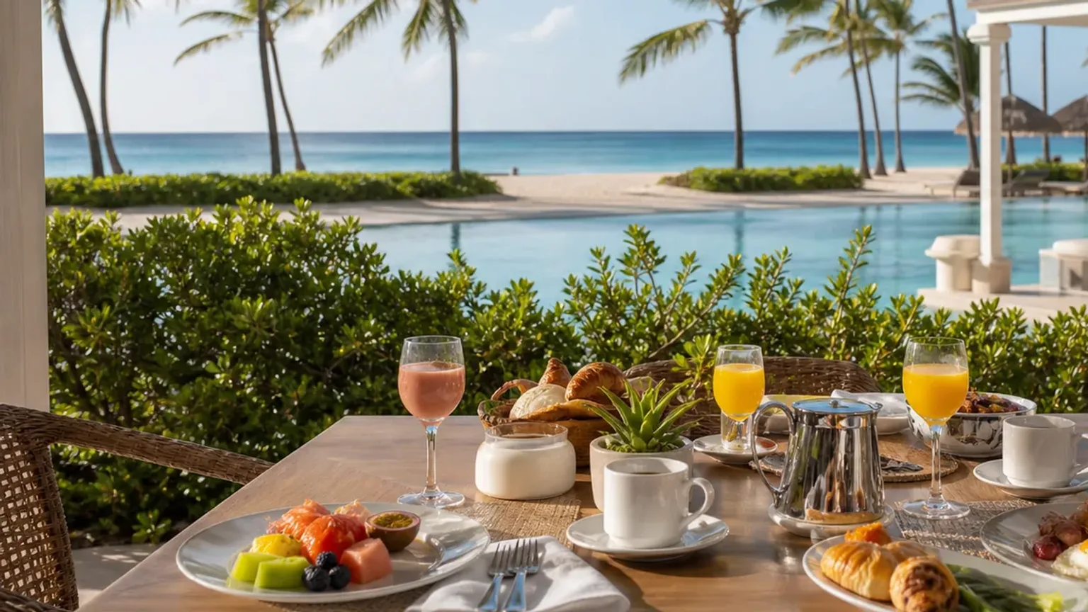Cena fotográfica de pequeno-almoço em resort all inclusive em Punta Cana para contextualizar decisões e erros a evitar.