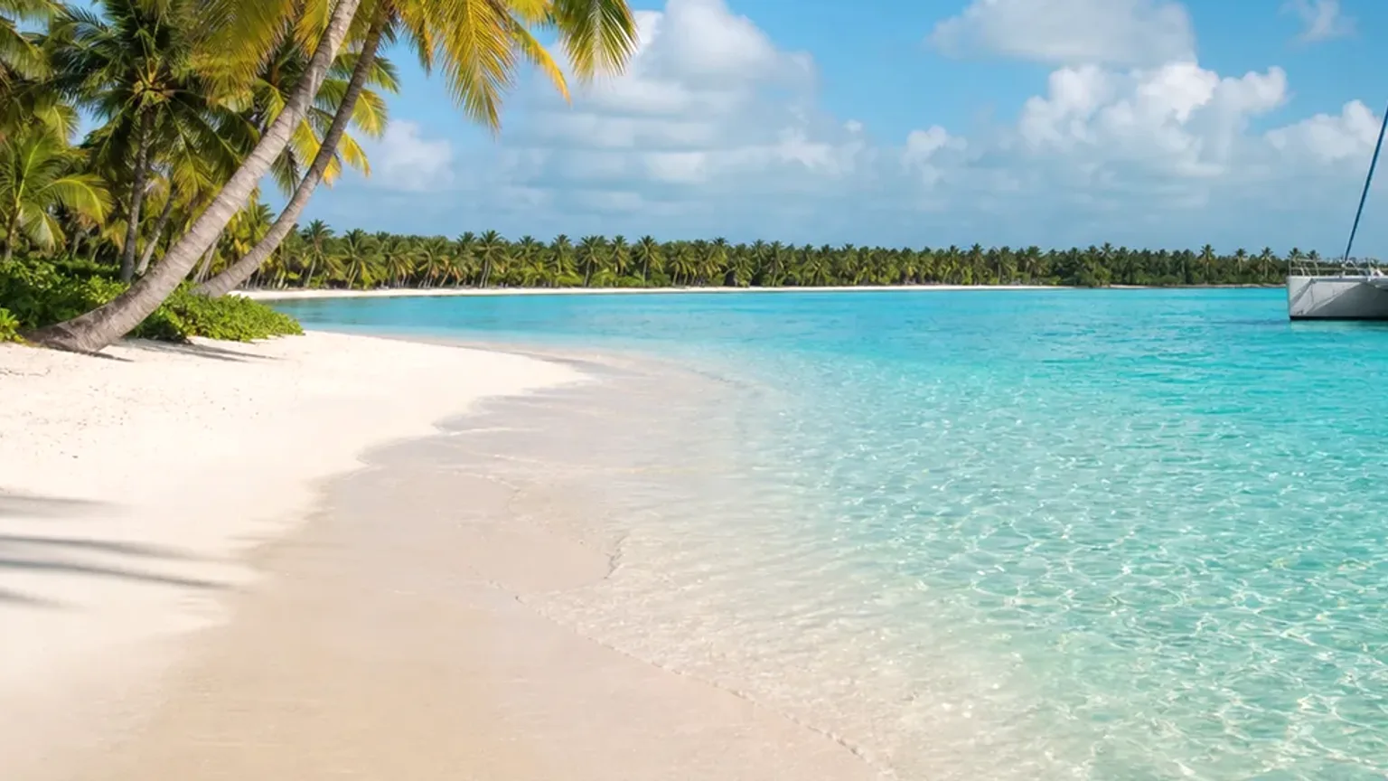 Cena fotográfica de praia tropical para contextualizar pacotes familiares em Punta Cana.