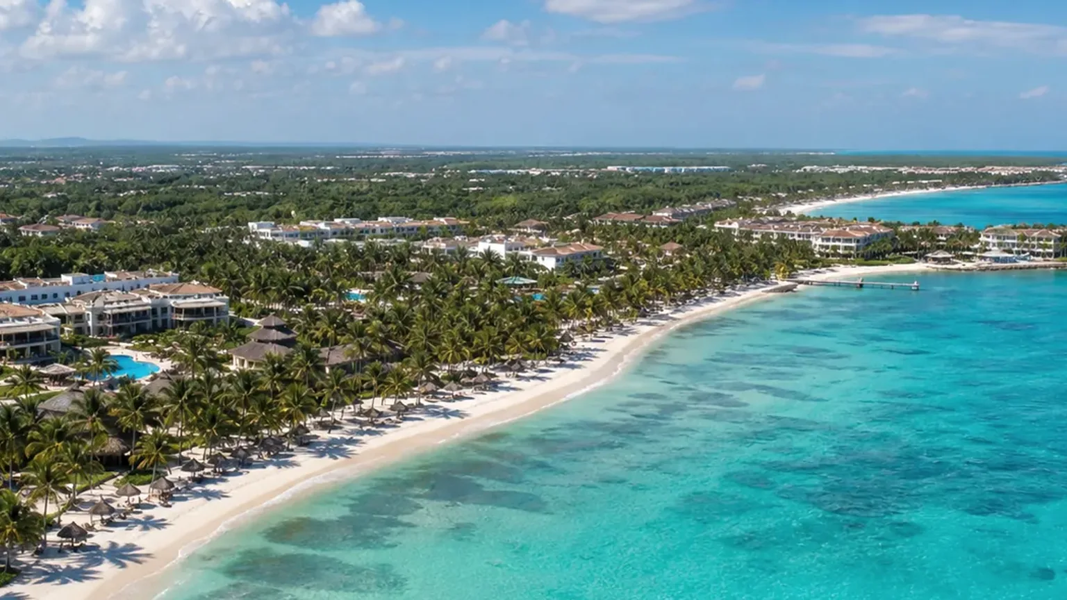 Vista fotográfica da costa de Punta Cana para comparar zonas onde ficar.