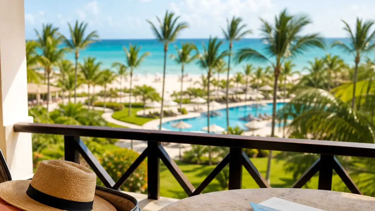 Cena fotográfica de resort tropical em Punta Cana para contextualizar lua de mel.