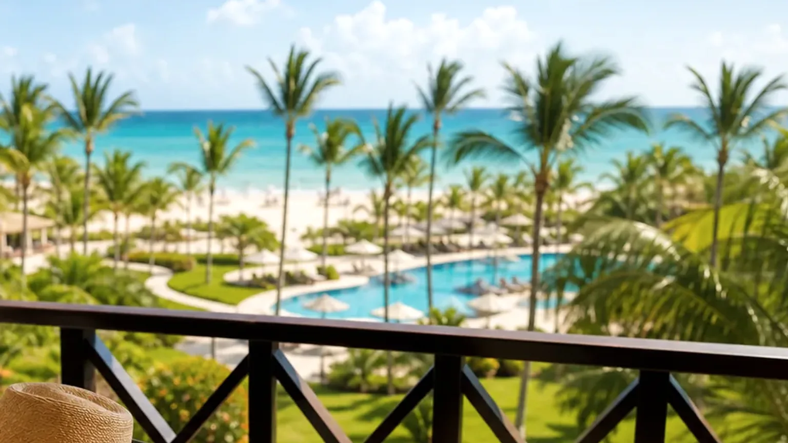 Cena fotográfica de resort e praia em Punta Cana para contextualizar a escolha da época da viagem.