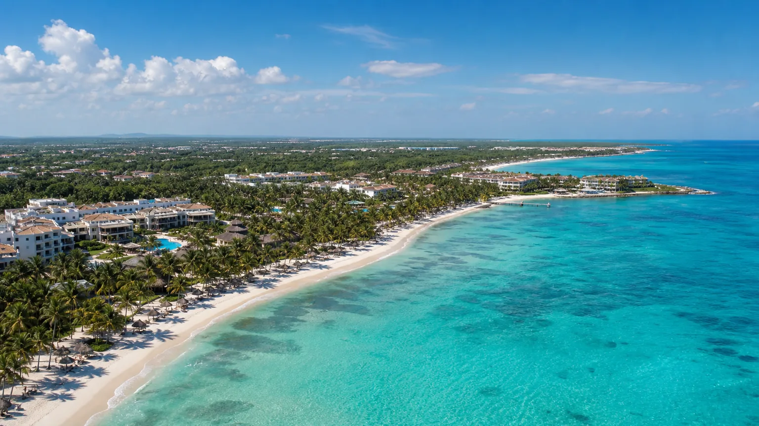 Costa de Punta Cana com resorts, praia e zonas de alojamento para comparar antes de reservar.