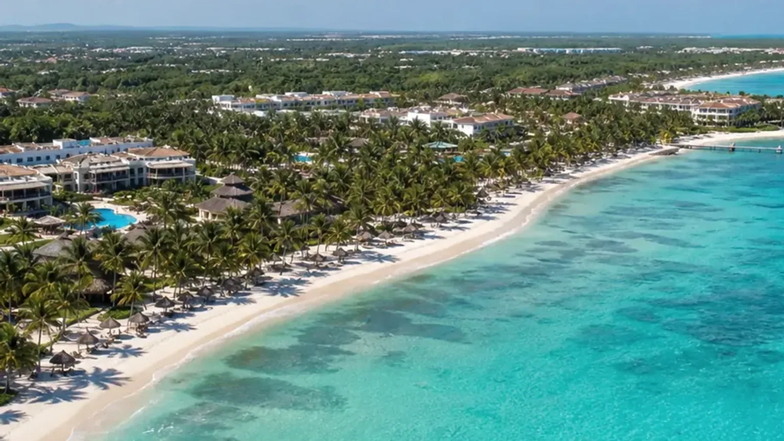 Cena fotográfica de chegada a Punta Cana para contextualizar primeira viagem, voo e primeiros passos no destino.